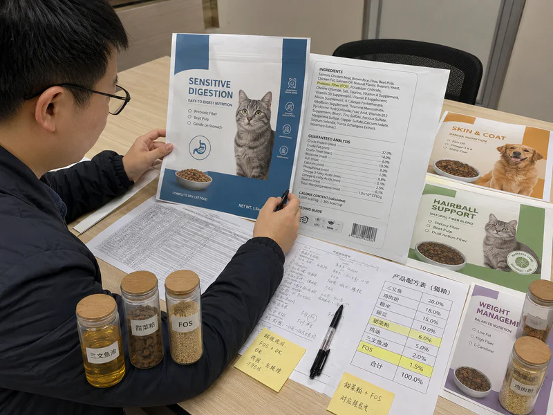 Dry pet food packaging showing a clear functional claim