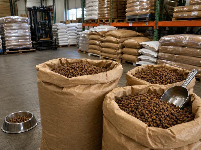 Bulk dry dog food supply for importers and distributors