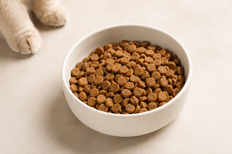 Extruded dry cat food kibble