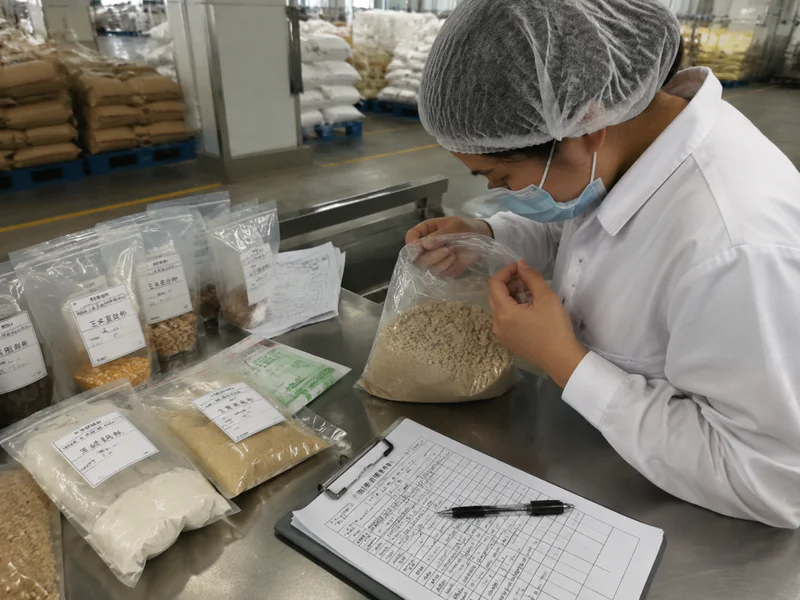 Inspector checking incoming raw material batch