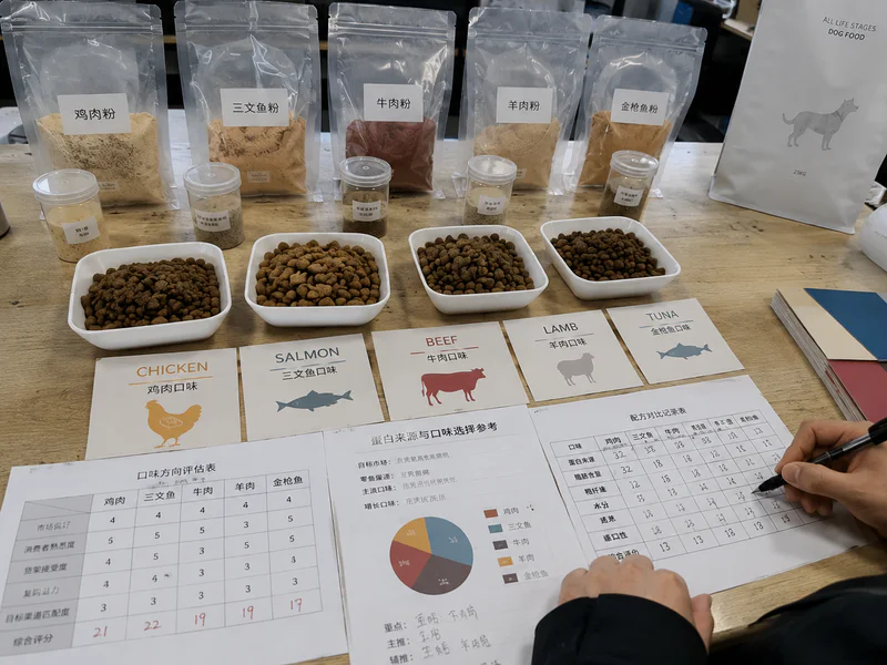 Raw protein ingredients for pet food flavor