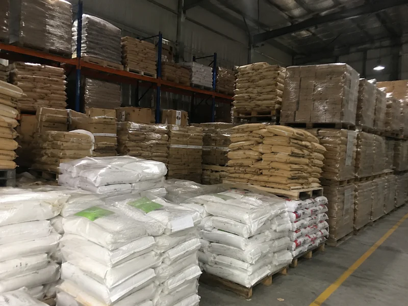 Raw material storage area in pet food factory