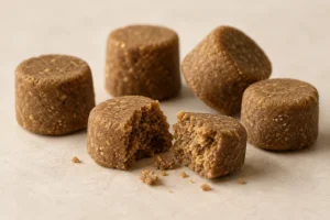 Liver Support Soft Chews pellet texture concept on a neutral studio background