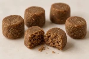 Muscle Support Soft Chews pellet texture concept on a neutral studio background