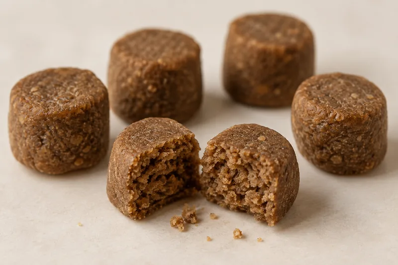Muscle Support Soft Chews pellet texture concept on a neutral studio background