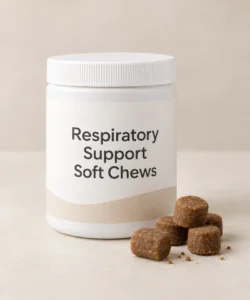 Respiratory Support Soft Chews private-label packaging concept on a neutral studio background